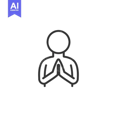 Premium design asset: Line drawing of a person with hands clasped in prayer