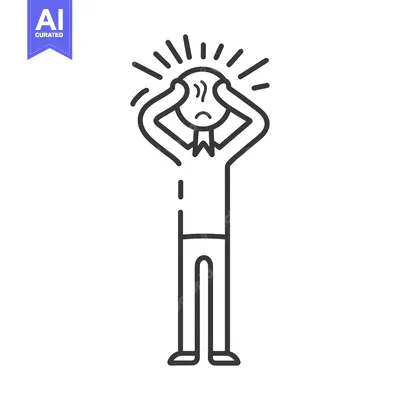 Aset premium populer: Line Drawing of a Person with Hands on Head, Stressed or in Pain