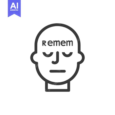Aset desain premium: Line drawing of a person with "Remem" written on their forehead