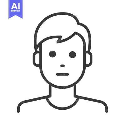 Aset desain premium: Line Drawing of a Person with Short Hair