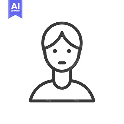 Aset desain premium: Line drawing of a person with short hair and a neutral expression