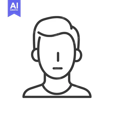 Premium design asset: Line Drawing of a Person with Short Hair and a Neutral Expression