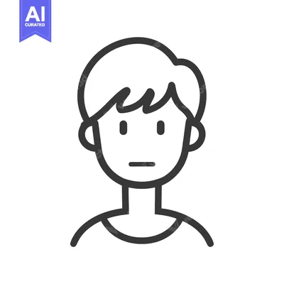 Premium design asset: Line Drawing of a Person with Short Hair and a Neutral Expression