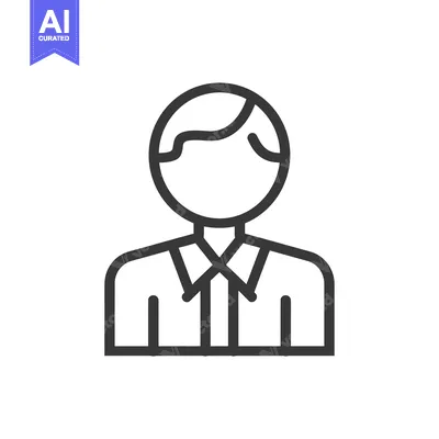 Aset desain premium: Line drawing of a person with short hair wearing a collared shirt