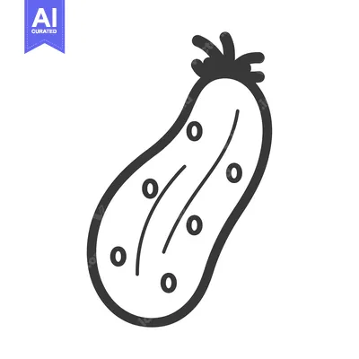 Line Drawing of a Pickle with a Stem