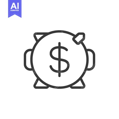 Aset desain premium: Line Drawing of a Piggy Bank with a Dollar Sign