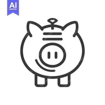 Aset premium populer: Line Drawing of a Piggy Bank with a Slot