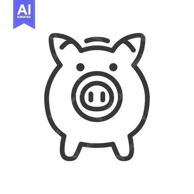 Aset desain premium: Line drawing of a piggy bank with a slot