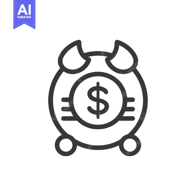 Popular premium asset: Line Drawing of a Piggy Bank with Horns and a Dollar Sign