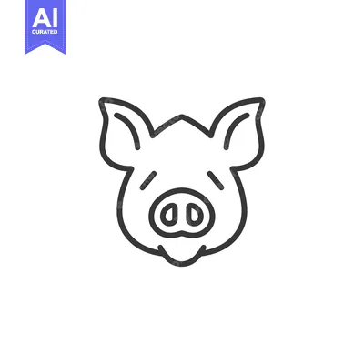 Premium design asset: Line Drawing of a Pig's Face