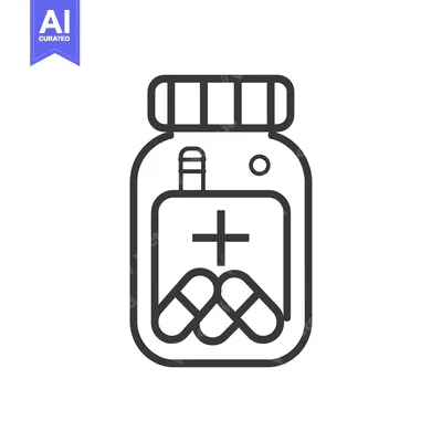 Aset premium populer: Line Drawing of a Pill Bottle with Pills Inside