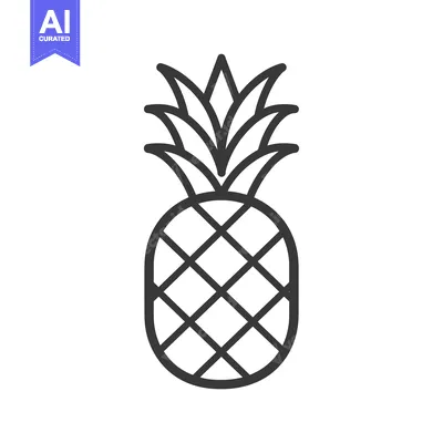 Popular premium asset: Line Drawing of a Pineapple with a Spiky Crown and a Diamond Pattern