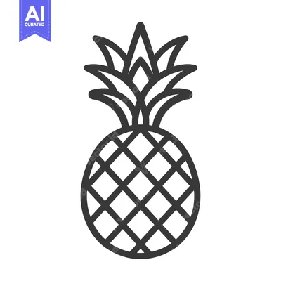 Aset desain premium: Line Drawing of a Pineapple with Leaves