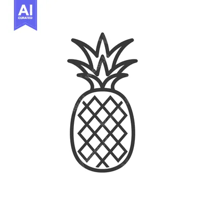 Aset desain premium: Line Drawing of a Pineapple with Spiky Top and Rough Skin