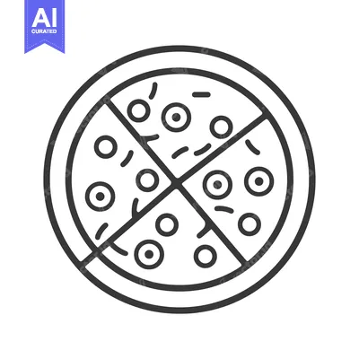 Aset premium populer: Line drawing of a pizza divided into four slices