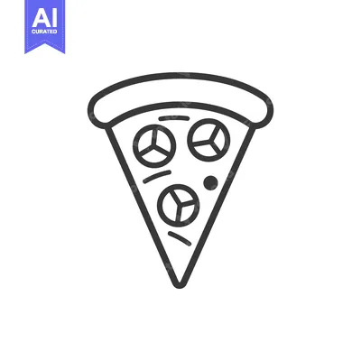 Premium design asset: Line drawing of a pizza slice with three toppings