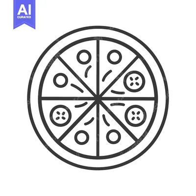Popular premium asset: Line Drawing of a Pizza with Six Slices and Toppings