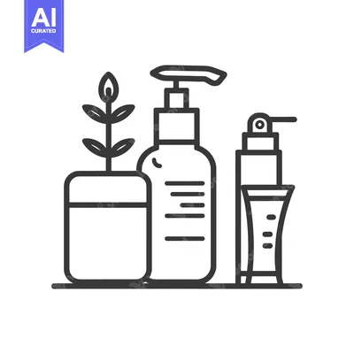 Popular premium asset: Line Drawing of a Plant, a Pump Bottle, and a Spray Bottle