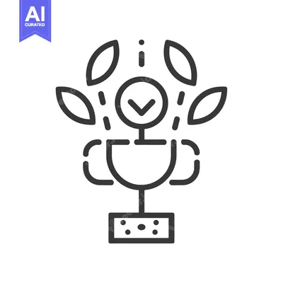 Premium design asset: Line Drawing of a Plant with a Check Mark in a Circle