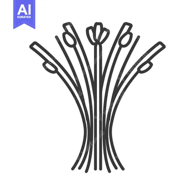 Aset desain premium: Line Drawing of a Plant with Multiple Stems and Buds