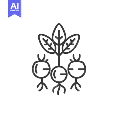 Premium design asset: Line drawing of a plant with three fruits and leaves