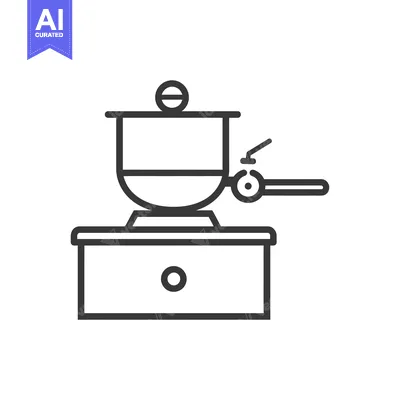 Premium design asset: Line Drawing of a Pot on a Stovetop
