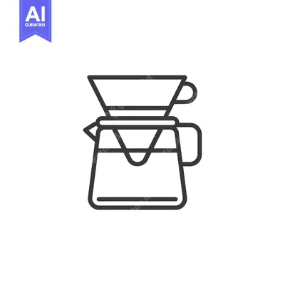 Aset premium populer: Line drawing of a pour over coffee maker