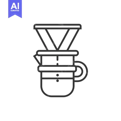 Premium design asset: Line drawing of a pour-over coffee maker