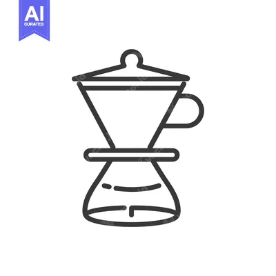 Aset premium populer: Line drawing of a pour-over coffee maker