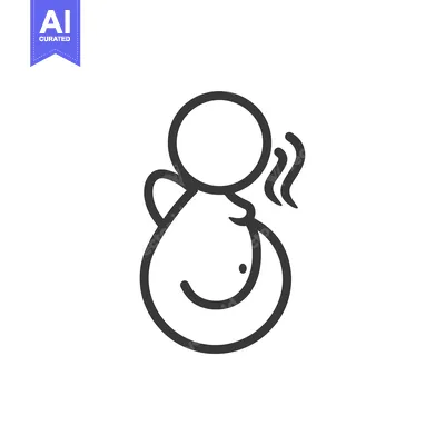 Aset desain premium: Line Drawing of a Pregnant Woman with Steam Rising from Her Back