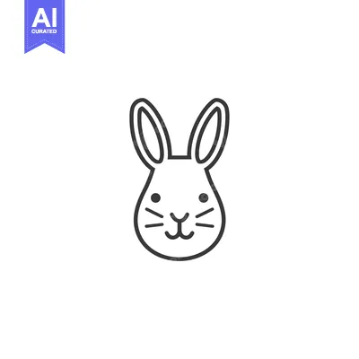 Premium design asset: Line Drawing of a Rabbit's Face with Big Ears