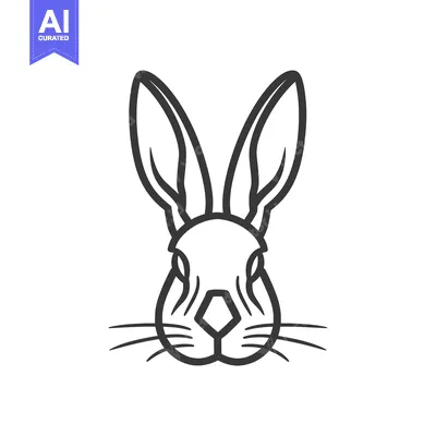 Premium design asset: Line Drawing of a Rabbit's Face with Long Ears