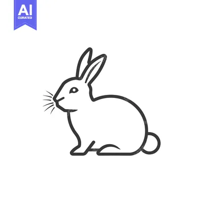 Premium design asset: Line drawing of a rabbit sitting on its haunches