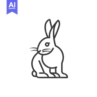 Premium design asset: Line drawing of a rabbit sitting on its hind legs