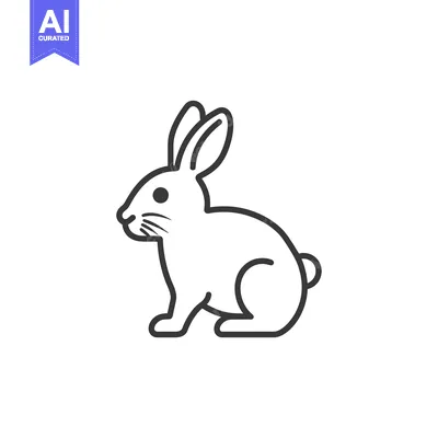 Aset premium populer: Line drawing of a rabbit sitting on its hind legs