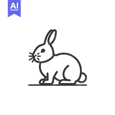 Aset premium populer: Line drawing of a rabbit sitting on the ground