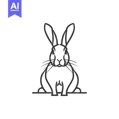 Aset premium populer: Line drawing of a rabbit sitting with long ears