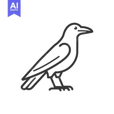 Aset desain premium: Line drawing of a raven or crow facing right