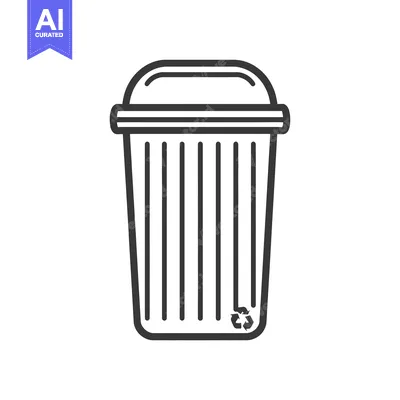 Premium design asset: Line drawing of a recycling bin with recycle symbol