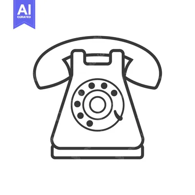 Aset premium populer: Line Drawing of a Retro Rotary Dial Phone