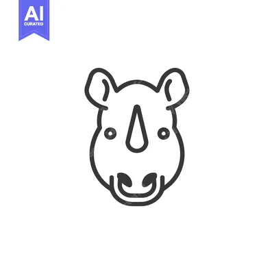 Premium design asset: Line Drawing of a Rhinoceros Face with a Horn