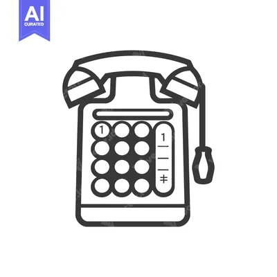 Aset desain premium: Line Drawing of a Rotary Dial Phone