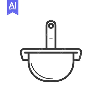 Aset premium populer: Line Drawing of a Round Bowl with Handle