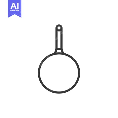 Line Drawing of a Round Frying Pan with a Handle