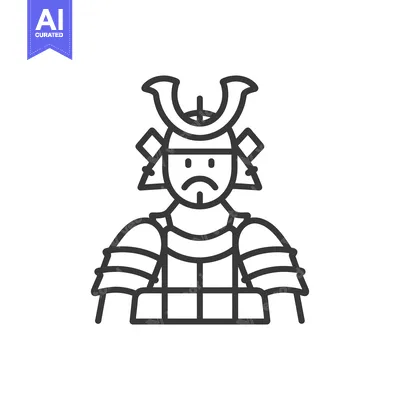 Aset premium populer: Line Drawing of a Sad Samurai Warrior