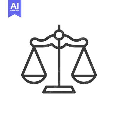 Aset desain premium: Line drawing of a scale with two balanced pans