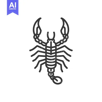 Aset desain premium: Line drawing of a scorpion with curled tail