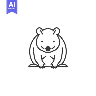 Aset premium populer: Line drawing of a seated koala