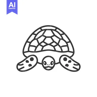 Aset premium populer: Line drawing of a sea turtle with a patterned shell