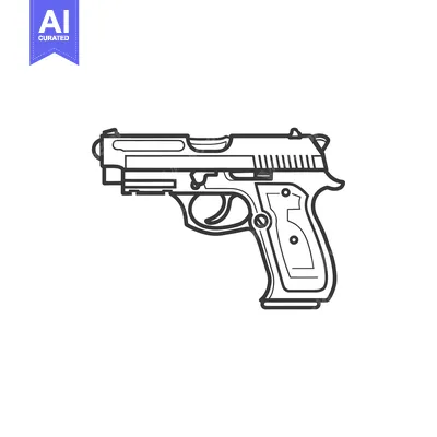 Aset premium populer: Line drawing of a semi-automatic pistol